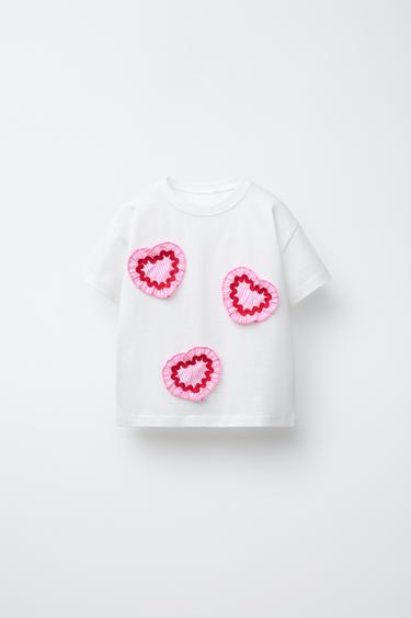 Zara Футболка с сердечками из поплина купить с доставкой.