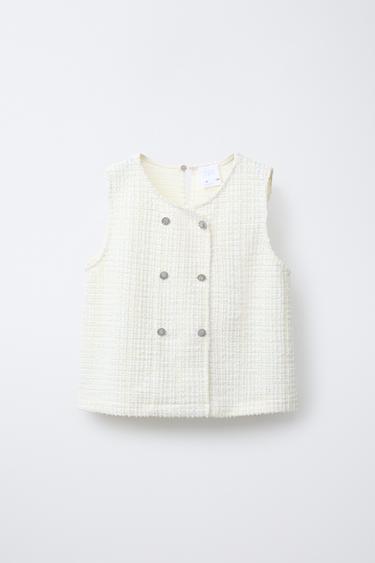 Zara Футболка из рельефной ткани с декоративными пуговицами купить с доставкой.