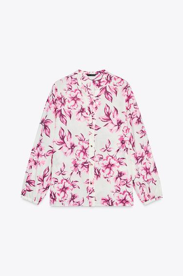 Zara Хлопковая блуза с принтом купить с доставкой.