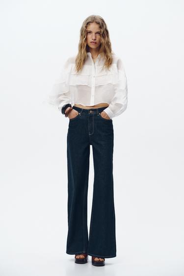 Zara Короткая рубашка из полупрозрачной ткани с воланами купить с доставкой.