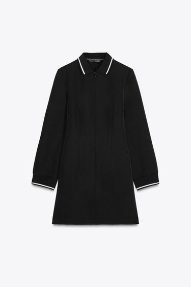 Zara Короткое платье с контрастными деталями в рубчик купить с доставкой.