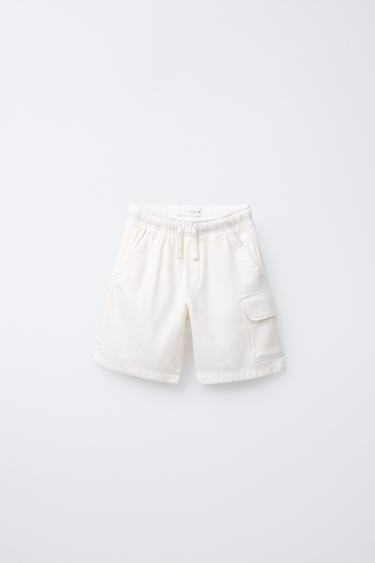 Zara Шорты-бермуды карго прямого кроя из легкой ткани купить с доставкой.