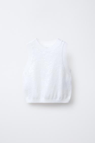 Zara Трикотажный топ с пайетками купить с доставкой.
