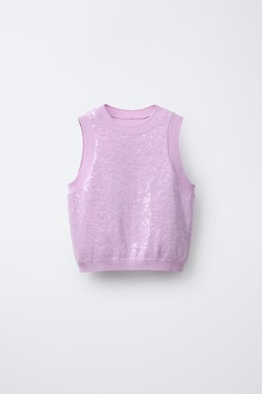 Zara Трикотажный топ с пайетками купить с доставкой.