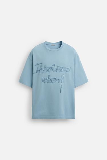 Zara Футболка с рельефной надписью купить с доставкой.