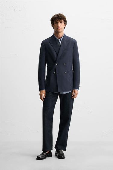 Zara Двубортный блейзер с шерстью