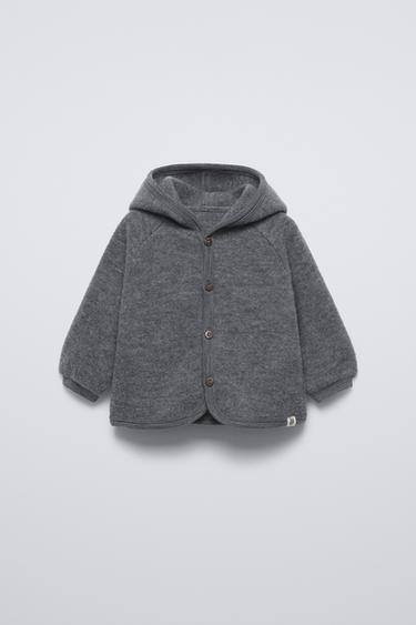 Zara Шерстяной кардиган с капюшоном купить с доставкой.