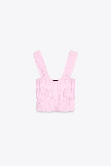 Zara Кроп-топ со сборками купить с доставкой.