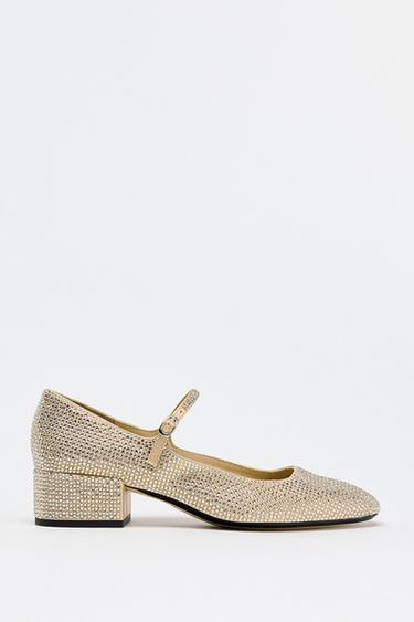 Zara Туфли на каблуке с блестками MARY JANES купить с доставкой.