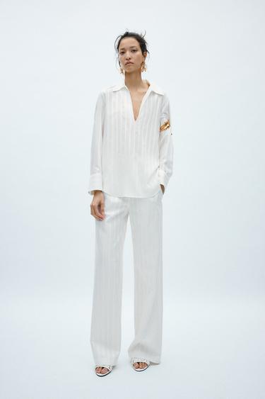 Zara Брюки из ткани с блестящей нитью — ZW COLLECTION купить с доставкой.