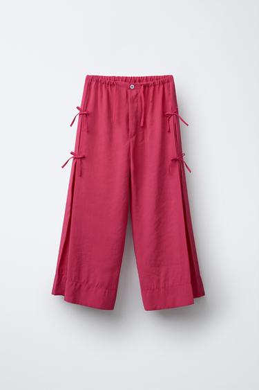 Zara Брюки струящегося кроя с бантами купить с доставкой.