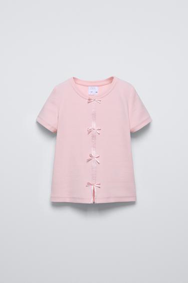 Zara Топ в рубчик с бантами из атласа купить с доставкой.