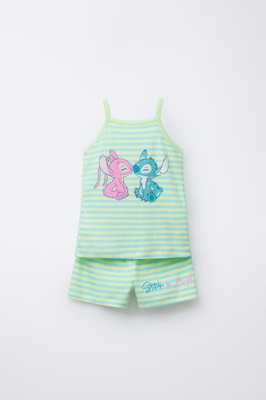Zara 2-6 лет/ пижама, футболка и шорты-бермуды в полоску STITCH & ANGEL © DISNEY купить с доставкой.