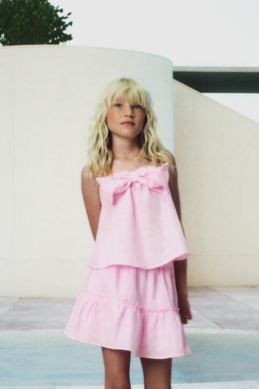 Zara Топ с бантом из 100% льна