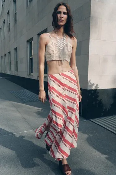 Юбка асимметричного кроя в полоску — ZW COLLECTION