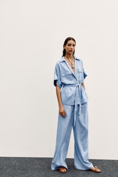 Zara Широкие брюки из льна