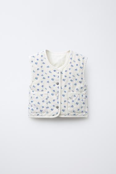 Zara Жилет из саржи с цветочным принтом