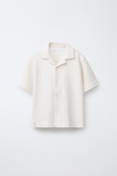 Zara Рубашка боулинг из ткани с эффектом махры купить с доставкой.