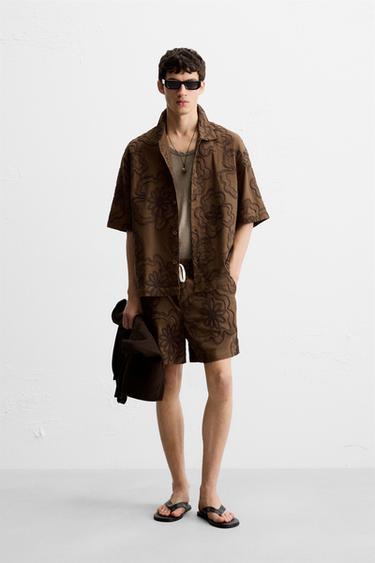 Zara Рубашка с рельефной вышивкой купить с доставкой.