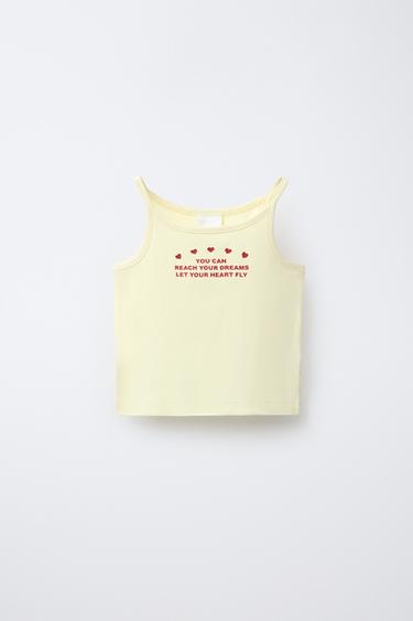 Zara Топ в рубчик с текстом купить с доставкой.