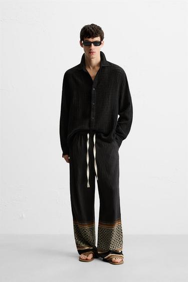 Zara Жаккардовая рубашка из льна и хлопка купить с доставкой.