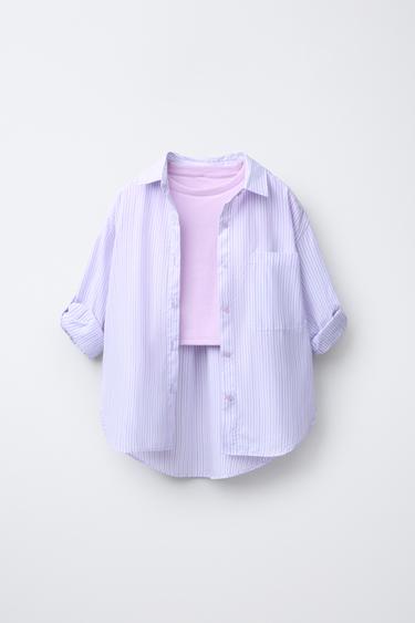 Zara Набор рубашек OXFORD в полоску с футболкой в рубчик купить с доставкой.