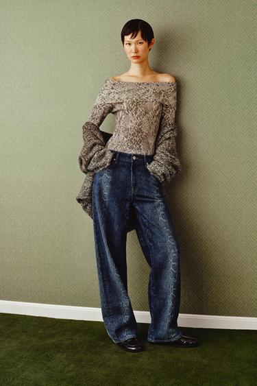 Zara Джинсы TRF оверсайз BAGGY с высокой посадкой и анималистическим принтом купить с доставкой.