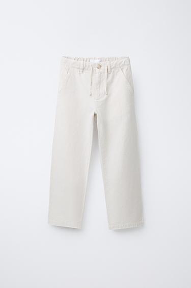 Zara Прямые брюки из хлопка и льна купить с доставкой.