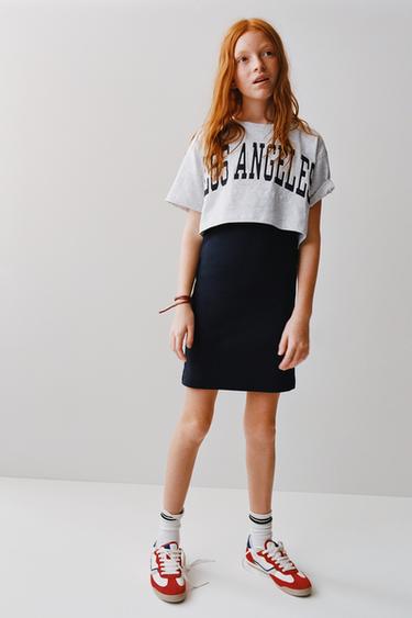 Zara Комбинированное платье в рубчик купить с доставкой.