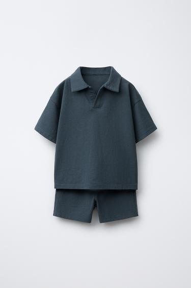 Zara Комплект для бега, поло и однотонные бермуды купить с доставкой.