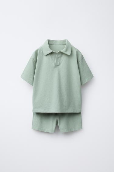 Zara Комплект для бега, поло и однотонные бермуды купить с доставкой.
