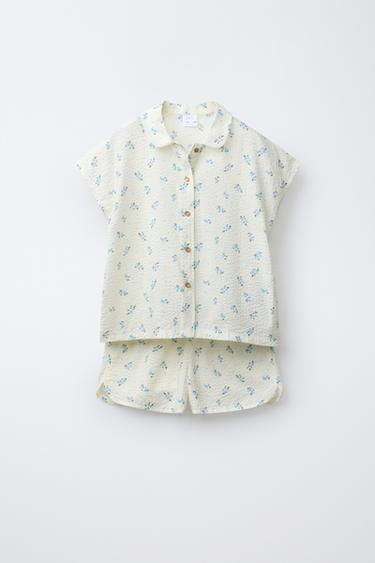 Zara AGES 6-14/ SEERSUCKER FLORAL SHIRT AND BERMUDA PYJAMAS купить с доставкой.