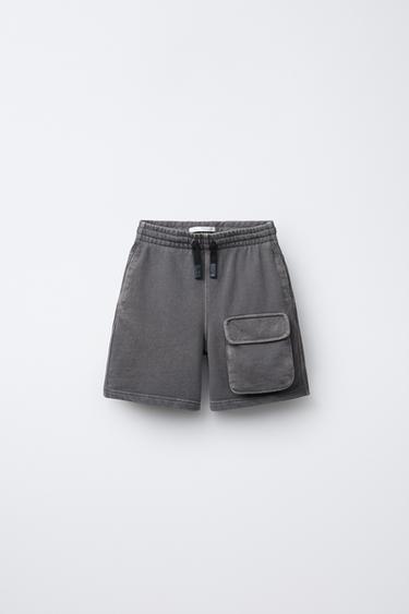 Zara Прямые шорты-бермуды из мягкой ткани, окрашенные в готовом виде