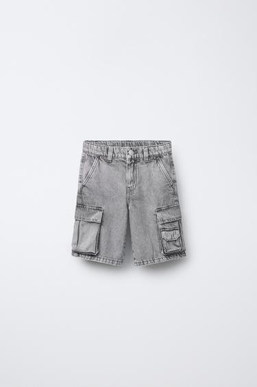 Zara Широкие джинсовые шорты-бермуды карго купить с доставкой.