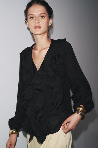 Zara Блуза с воланами — ZW COLLECTION купить с доставкой.