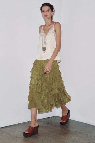 Zara Юбка миди с воланами — ZW COLLECTION купить с доставкой.