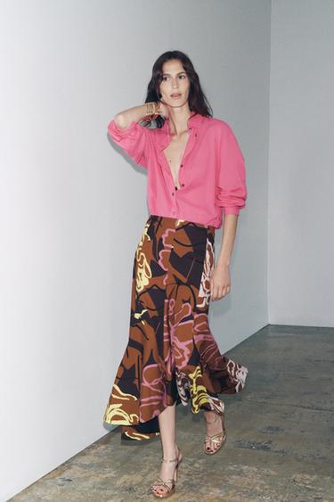 Zara Юбка асимметричного кроя с принтом — ZW COLLECTION купить с доставкой.
