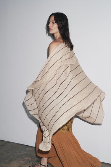 Zara Полосатый платок из 100% льна