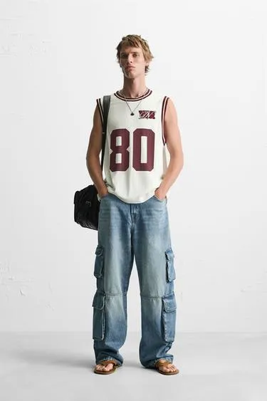 Комбинированная майка в стиле VARSITY
