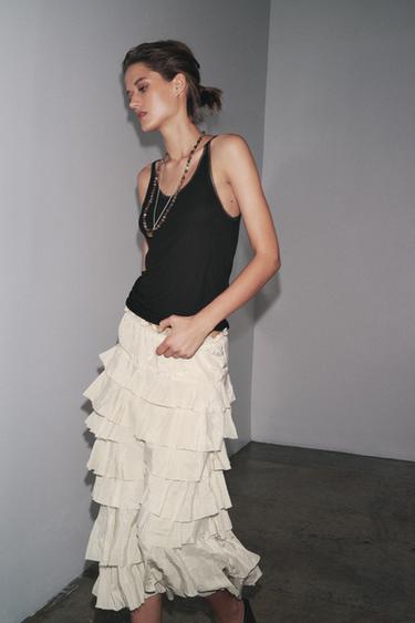 Zara Комбинированная футболка с тюлем