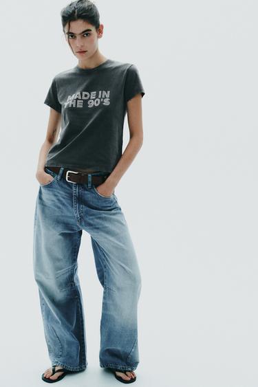 Zara Футболка из ткани с эффектом потертости и стразами купить с доставкой.