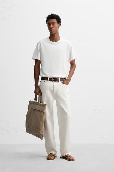 Zara Приталенная футболка с эффектом потертости