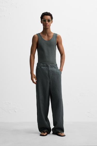Zara Топ из хлопка в рубчик - конопля купить с доставкой.