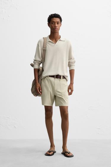 Zara Трикотажное поло из хлопка и конопли купить с доставкой.