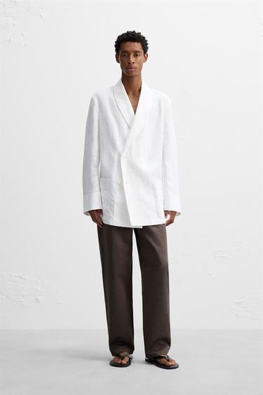 Zara Блейзер свободного кроя из льна