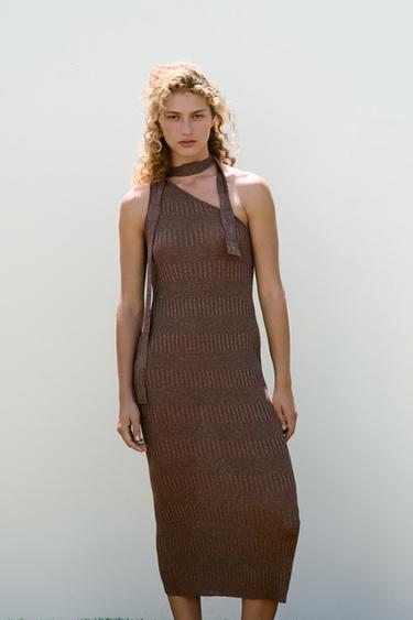 Zara Платье миди асимметричного кроя с платком купить с доставкой.