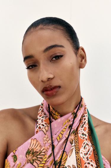Zara Платок с принтом и хлопком