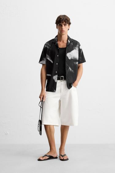 Zara Эластичная рубашка с абстрактным принтом купить с доставкой.