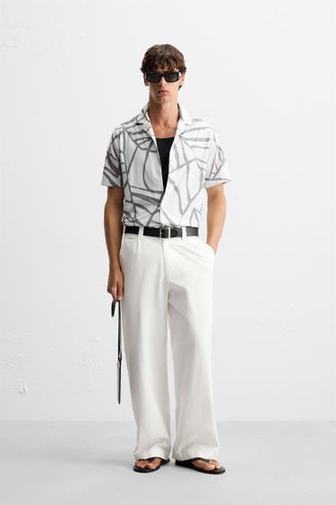 Zara Эластичная рубашка с абстрактным принтом купить с доставкой.