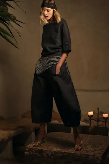 Топ из льна с короткими рукавами ZW COLLECTION